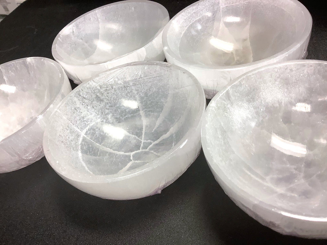 Wholesale Bulk Lot (5 Pack) Selenite White Crystal Bowl