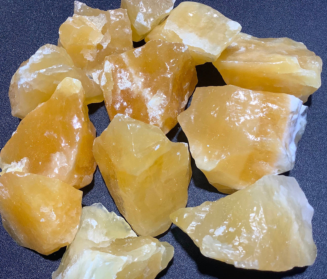 Orange Calcite (1/2 lb) 8 oz Bulk Wholesale Lot Half Pound Stones Shiny Raw Polished Gemstones Natural Crystals