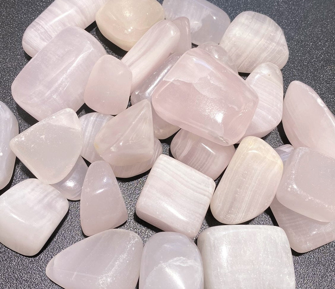 Bulk Wholesale Lot 1 LB - Pink Mangano Calcite - One Pound Tumbled Polished Stones