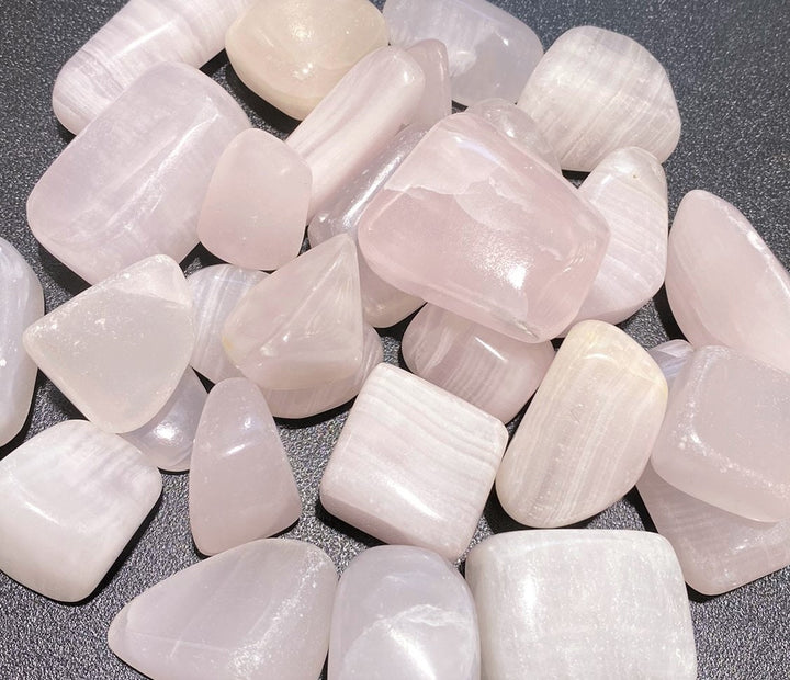 Pink Mangano Calcite Tumbled (UV Reactive)(1 LB) One Pound Bulk Wholesale Lot Polished Natural Gemstones