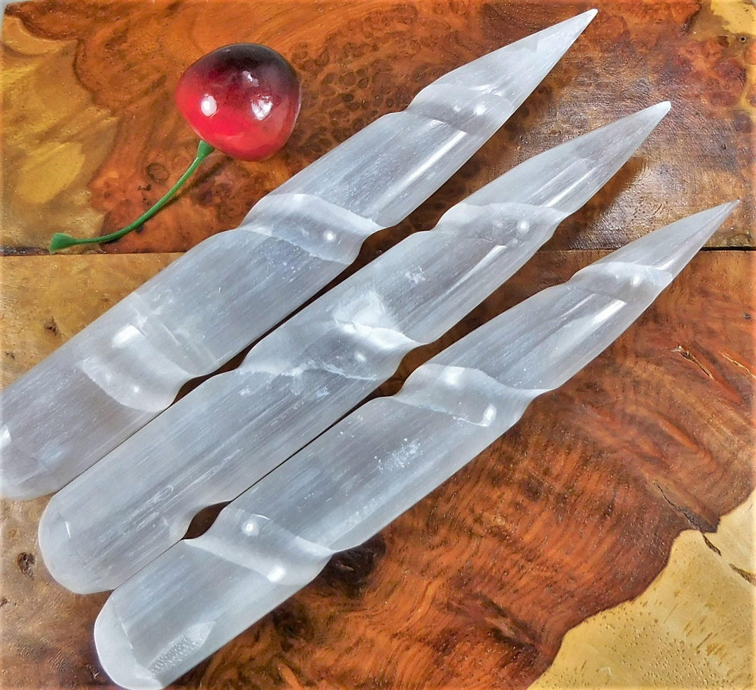 Selenite Point Spiral Wand 5.5 - 6 Inches