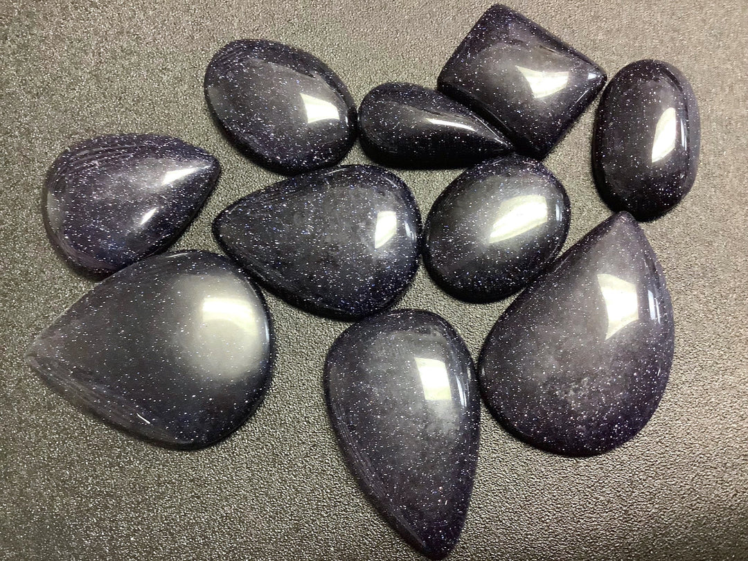 Bulk Wholesale Cabochon Lot 100 Grams ( 8 to 12 pcs ) Blue Goldstone Polished Stones Natural Gemstones Crystals