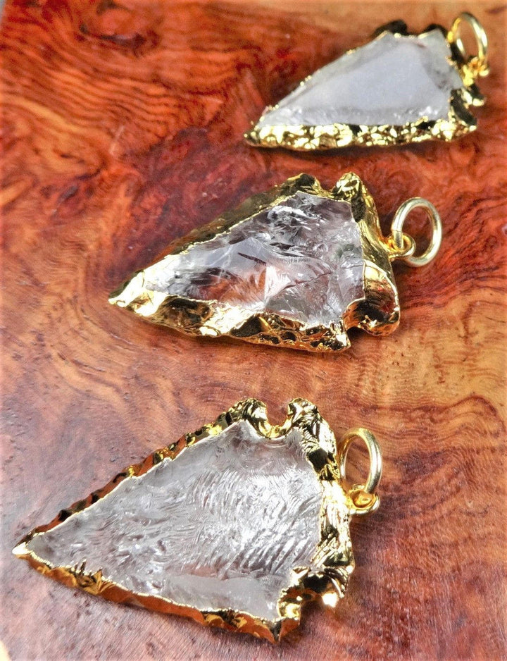Quartz Arrowhead Necklace Pendant A61 Gold