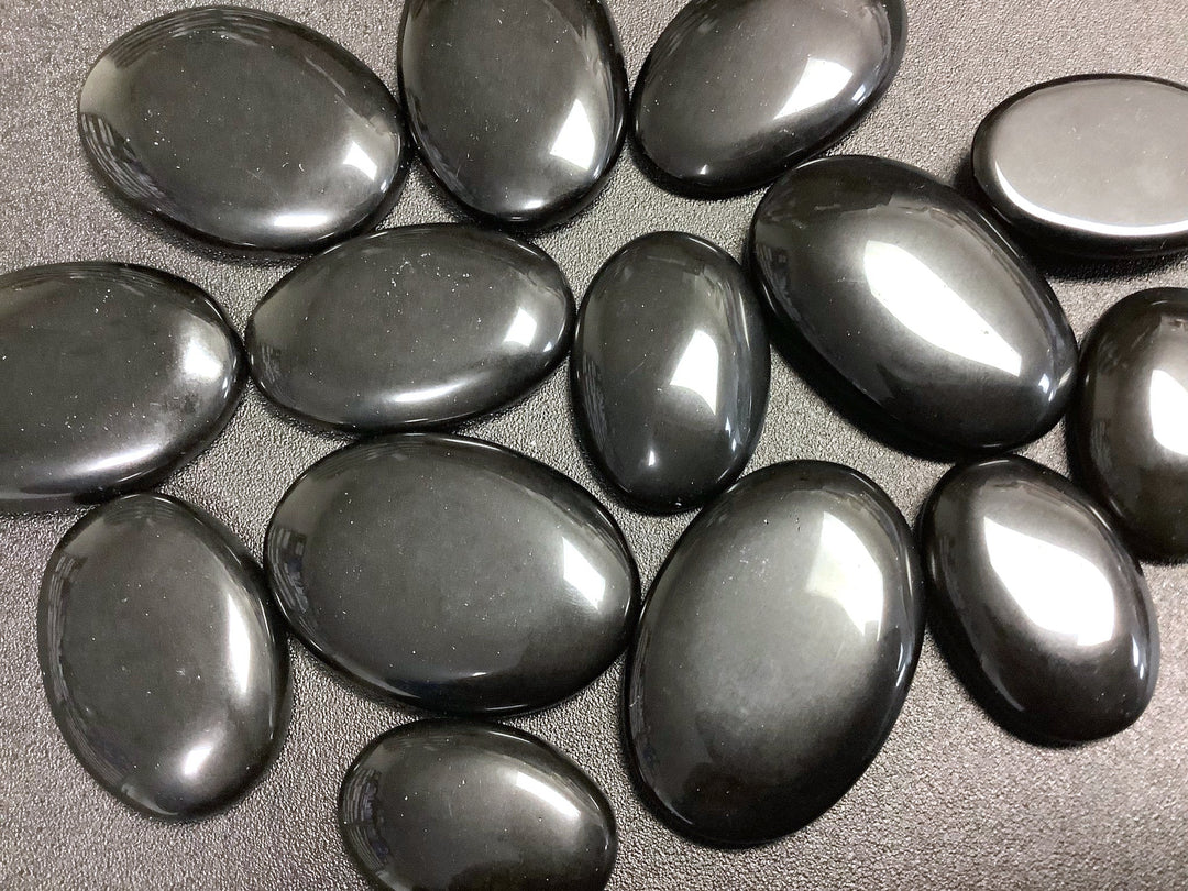 Bulk Wholesale Cabochon Lot (50 Grams) Black Obsidian (3 to 6 pcs)
