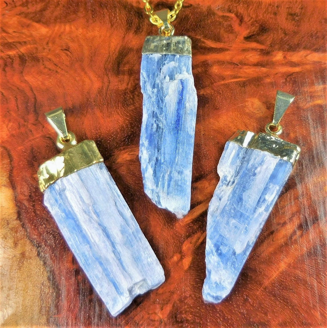 Kyanite Crystal Point Pendant Gold Plated Necklace Charm Healing Crystals And Stones