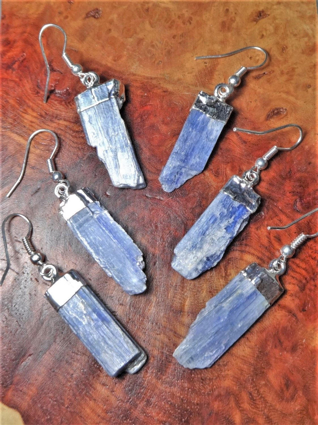 Kyanite Crystal Point Earrings - Silver