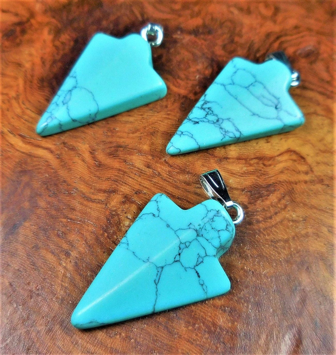 Arrowhead Necklace - Petite Turquoise Howlite Pendant - Carved Arrow Charm Stone Earrings (A19) Healing Crystals and Stones Jewelry