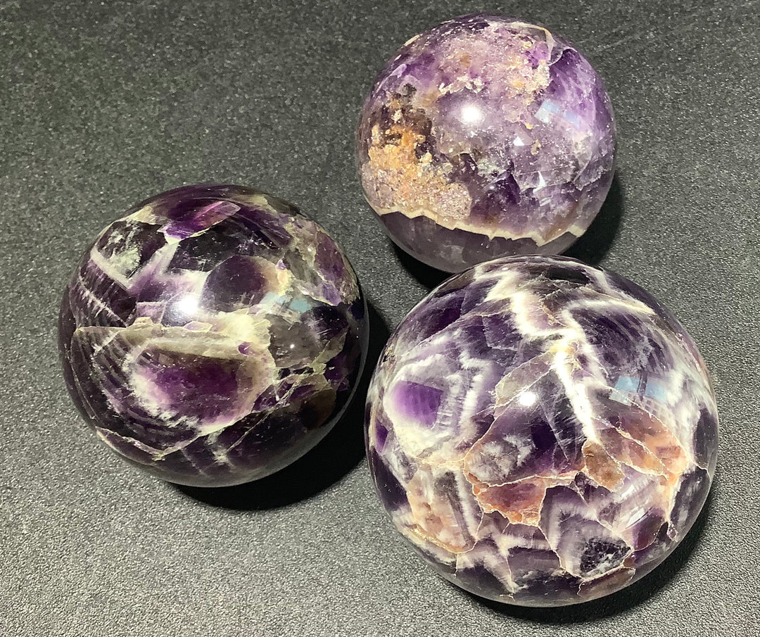Wholesale Bulk Lot (3 Pcs) Amethyst Crystal Balls Orbs Spheres