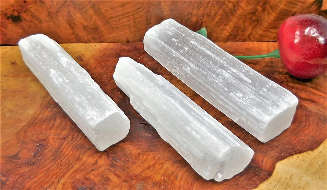 Selenite Crystal Sticks (3 pcs) (3-4 Inches) Raw Natural Healing Crystals Stones