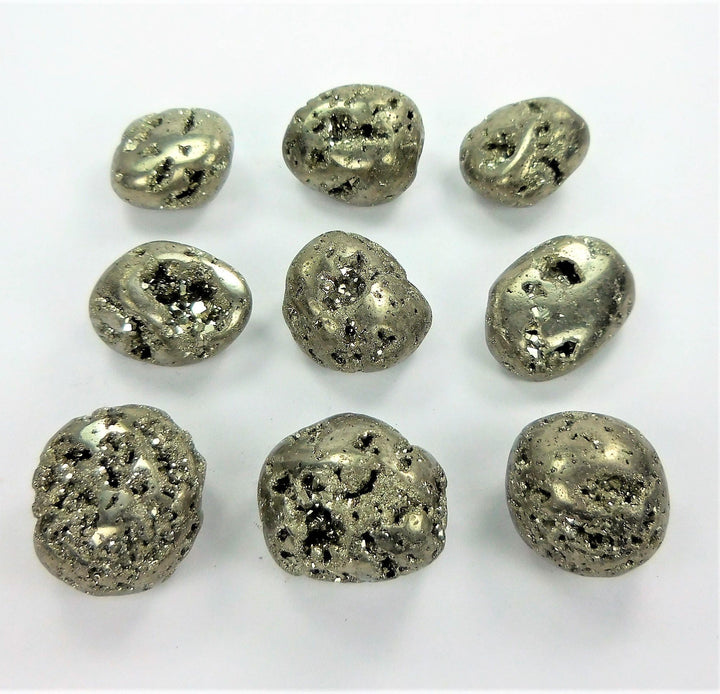 Bulk Wholesale Lot 1 LB Tumbled Iron Pyrite with Druzy One Pound Polished Stones Natural Gemstones Crystals