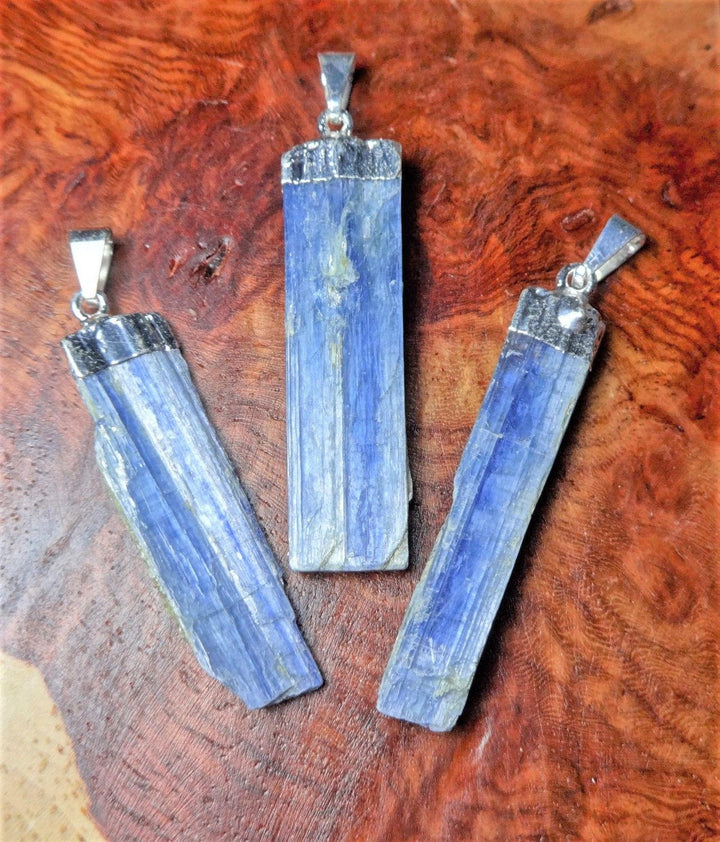 Bulk Wholesale Lot (5 Pcs) Blue Kyanite Crystal Point Pendants - Silver