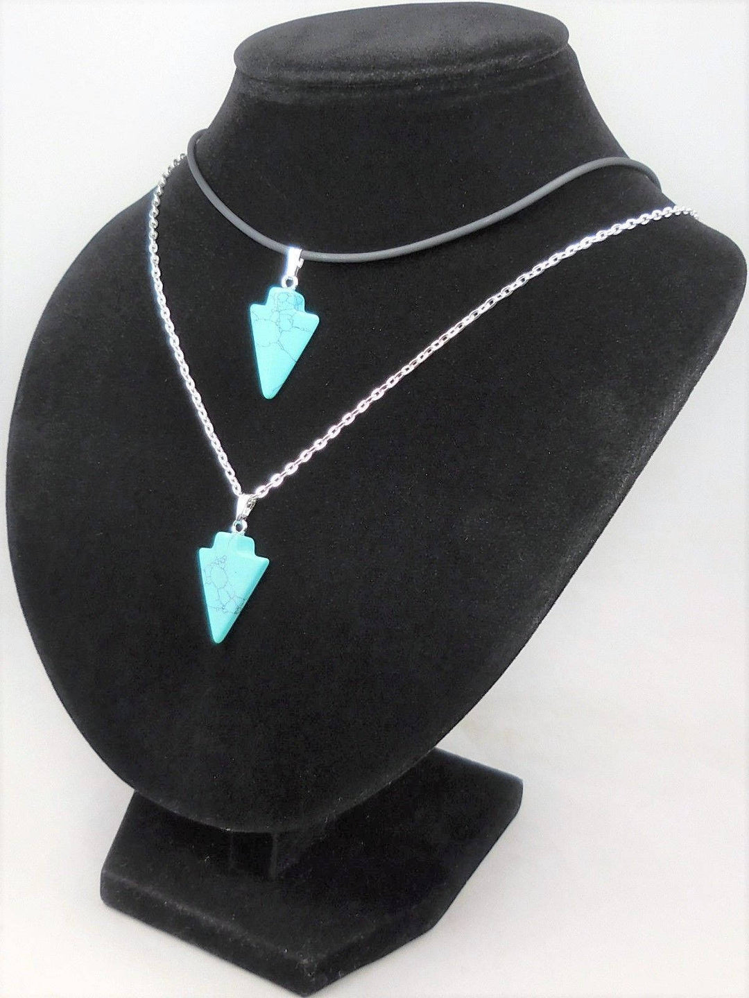 Arrowhead Necklace - Petite Turquoise Howlite Pendant - Carved Arrow Charm Stone Earrings (A19) Healing Crystals and Stones Jewelry