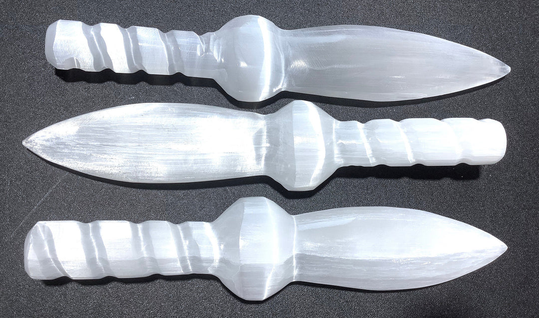 Wholesale Bulk Lot (3 Pack) Selenite White Crystal Dagger Sword knife Wand