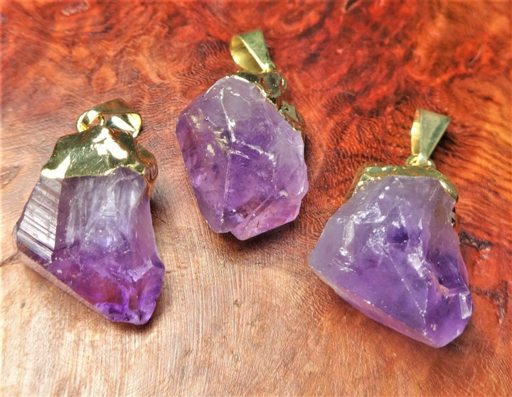Bulk Wholesale Lot Of 5 Pieces Amethyst Crystal Point Pendants Gold Necklace Charm Bead Supply