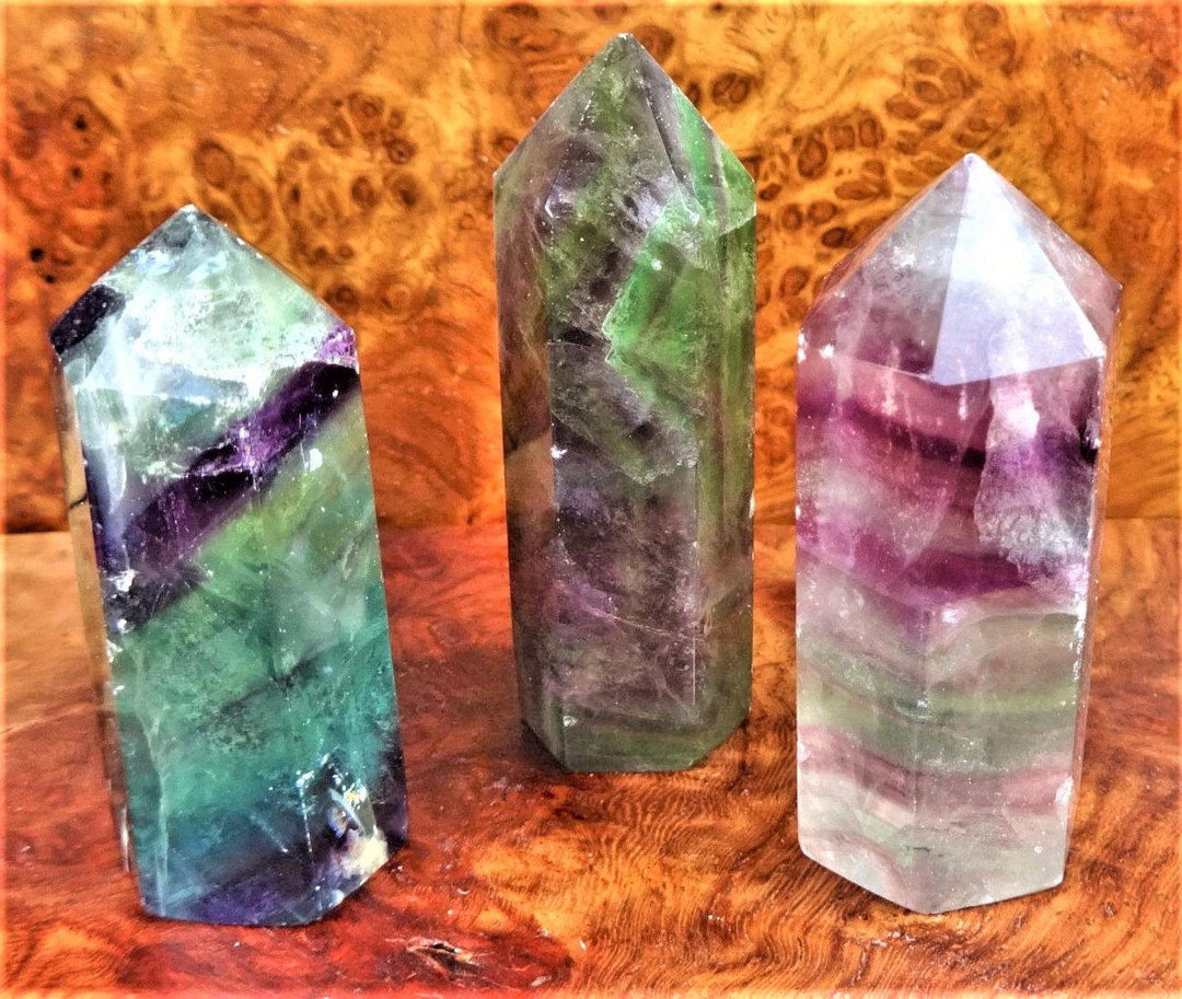 Bulk Wholesale Lot (10 Pcs) Rainbow Fluorite Crystal Point Obelisks