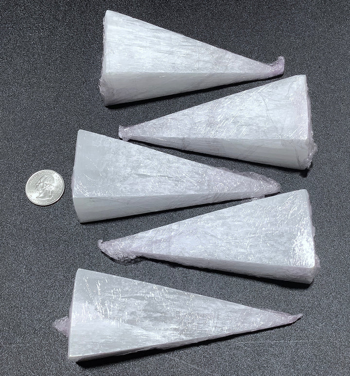 Bulk Wholesale Lot (5 Pcs) Selenite Pyramid Crystal Points