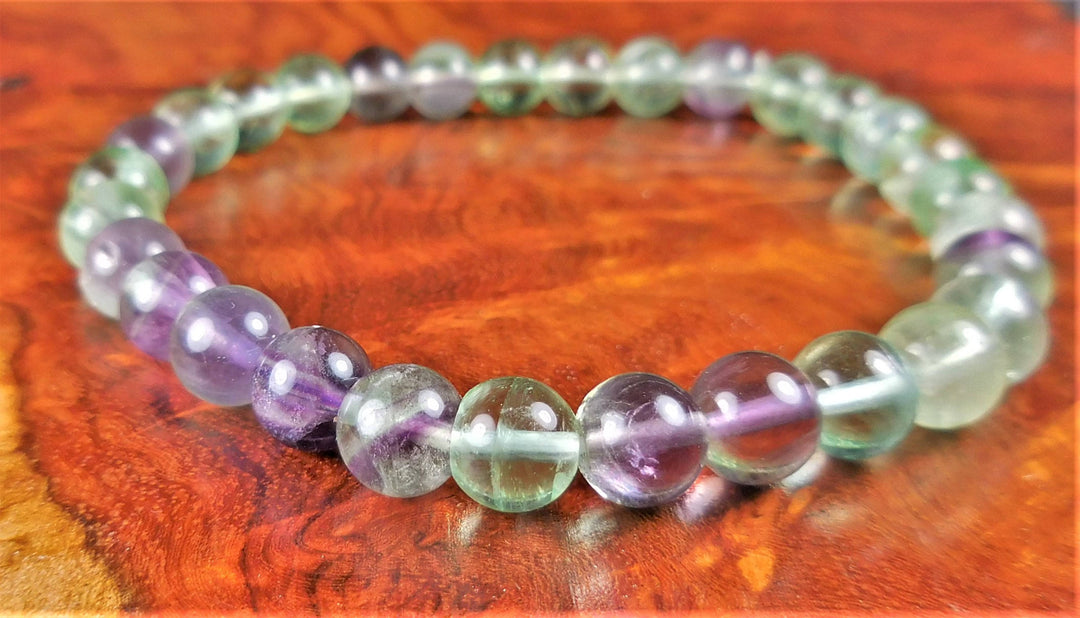 Fluorite Bracelet - 6 mm Round Gemstone Beads