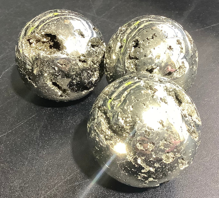 Iron Pyrite Sphere Druzy Crystal Ball Polished Gemstone Orb