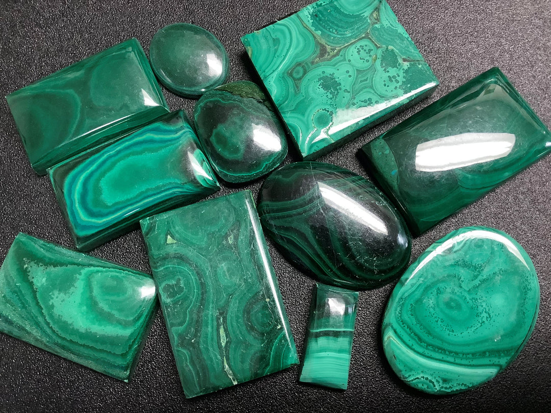 Bulk Wholesale Cabochon Lot (50 Grams) Malachite (3 to 6 Pcs) Green Stones