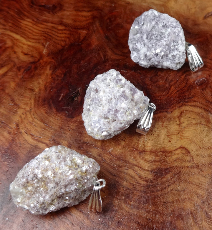 Lepidolite Necklace Pendant - Raw Gemstone