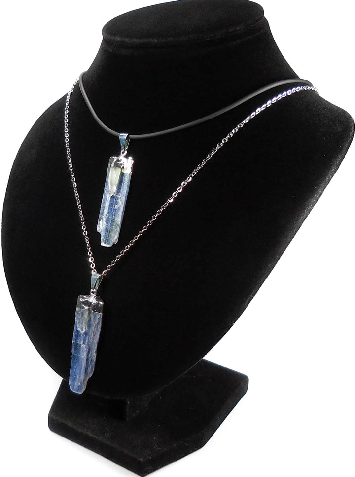Kyanite Quartz Crystal Point Necklace Pendant Silver