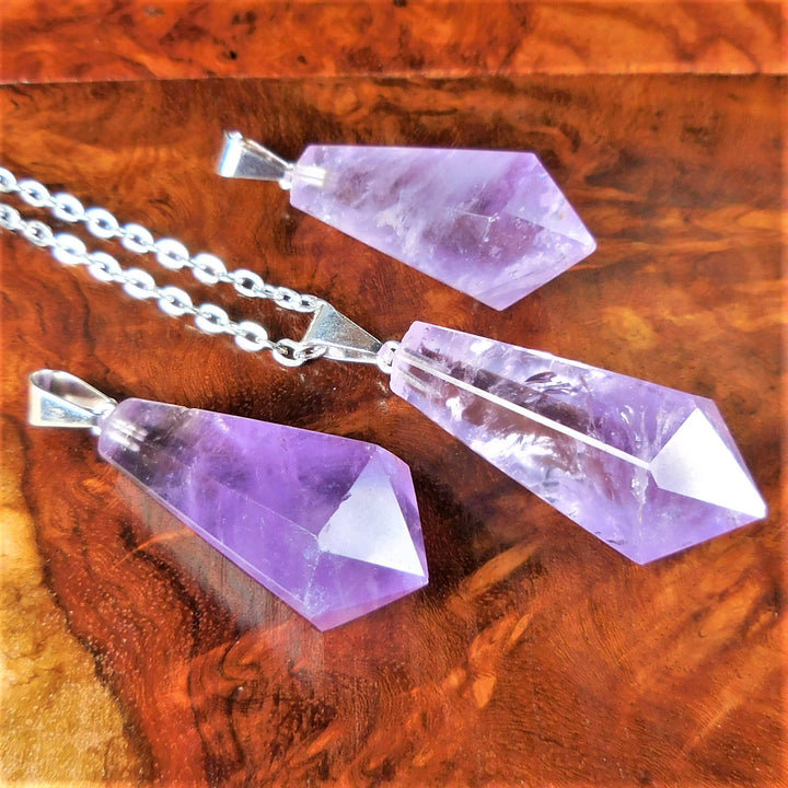Amethyst Necklace Pendant - Faceted Gemstone Point
