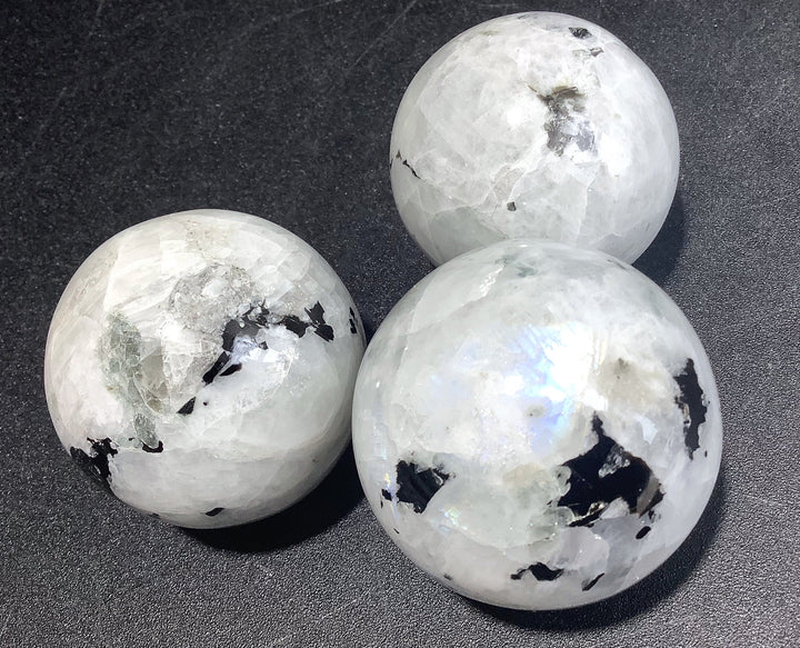 Wholesale Bulk Lot (3 Pcs) Rainbow Moonstone Crystal Balls Orb Spheres