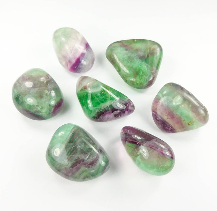 Bulk Wholesale Lot 1 LB Tumbled Fluorite Crystal One Pound Polished Natural Stones Green Blue Purple Rainbow