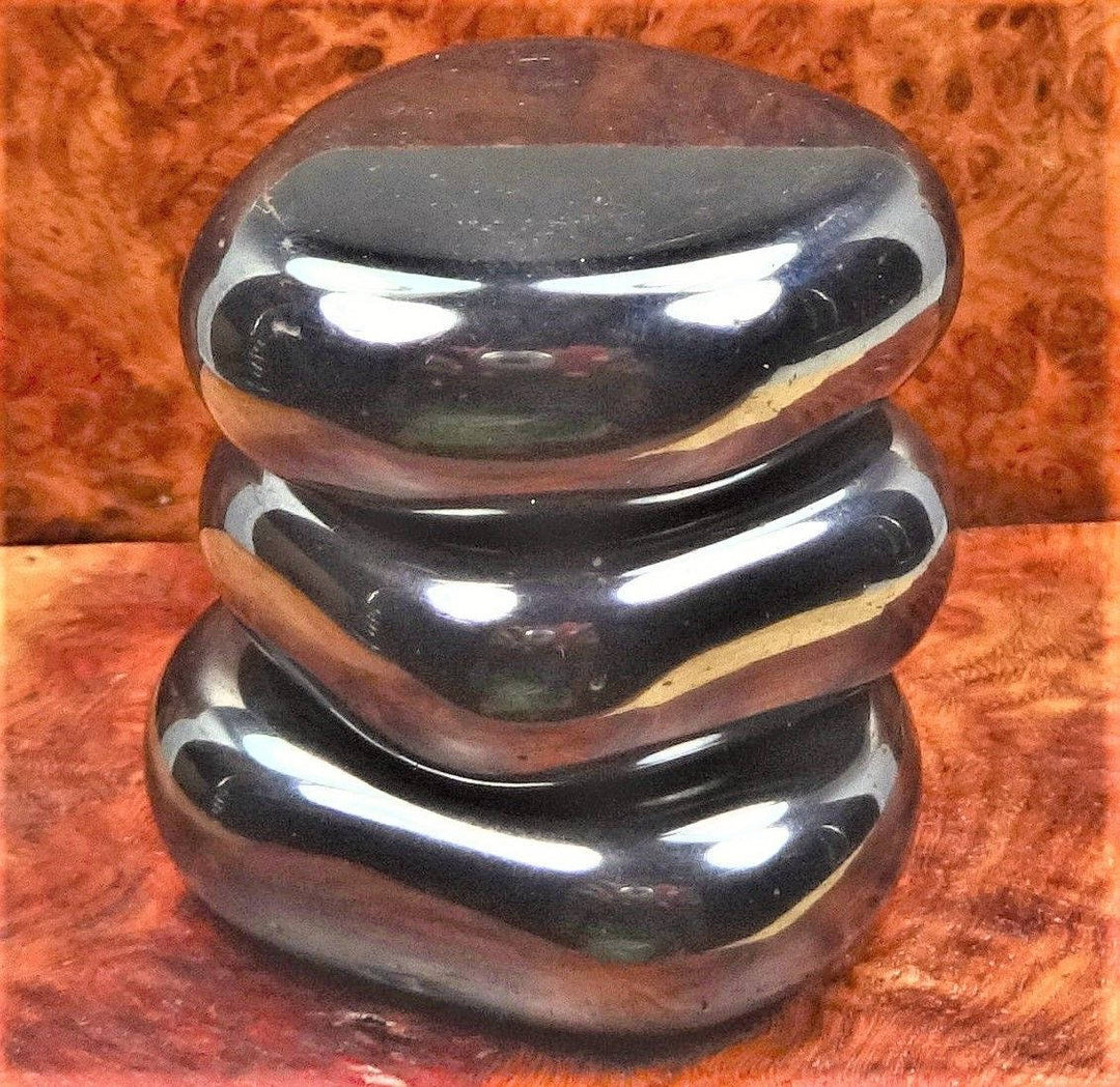 Magnetic Hematite Palm Stone Round Polished Gemstone Magnets Healing Crystals and Stones