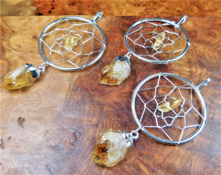 Dreamcatcher Pendant Citrine Crystal Necklace Pendant Silver Plated Healing Crystals And StonesCR4