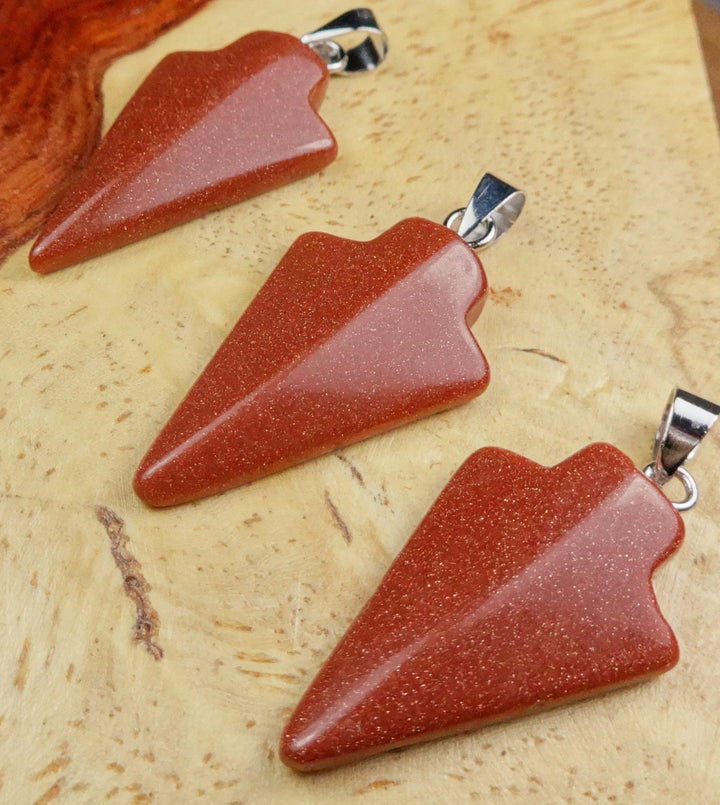 Arrowhead Necklace Pendant - Petite Red Goldstone
