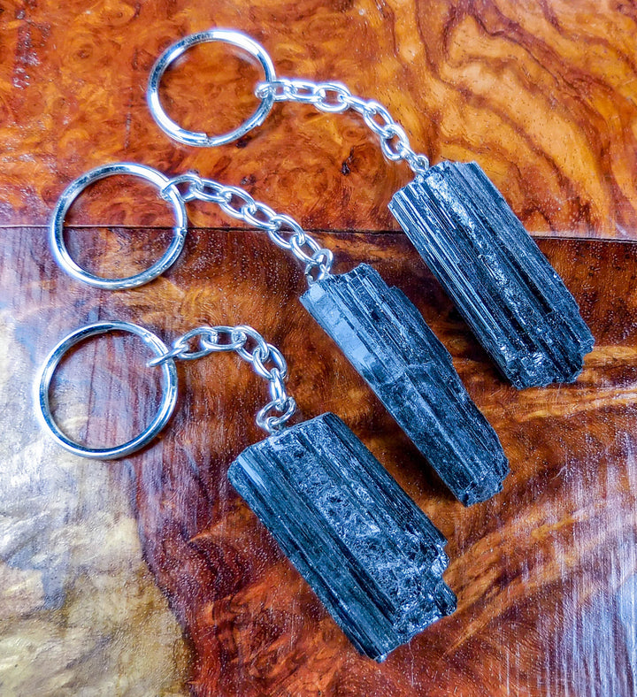 Tourmaline Keychain LR8 Black Crystal Key Ring