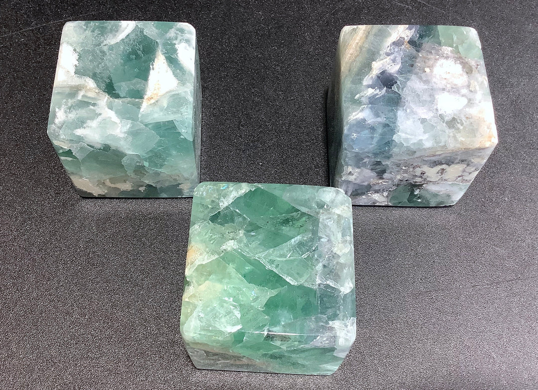 Fluorite Crystal Cube - Carved Gemstone Block - Polished Stone Cubes