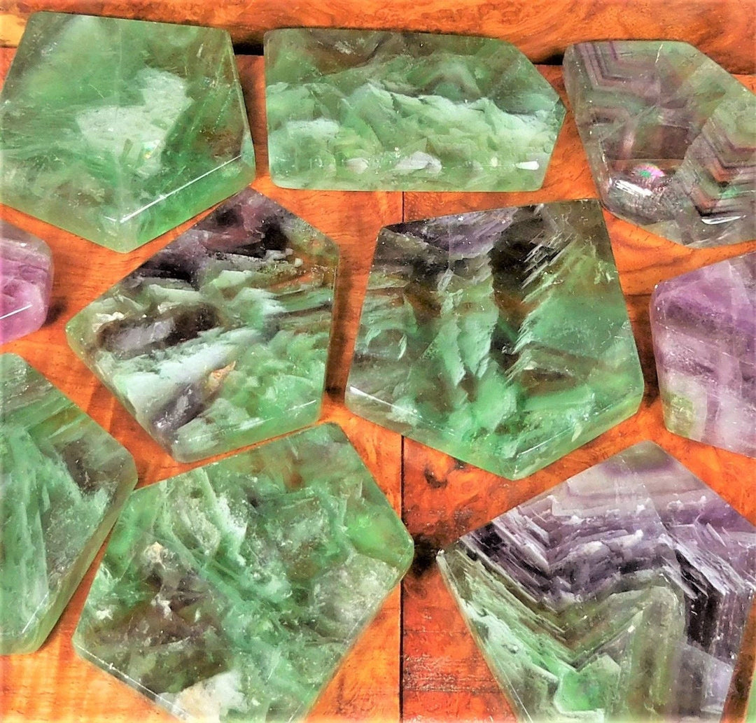 Rainbow Fluorite Crystal Polished Slice Tile Slab Display Piece Healing Crystals and Stones
