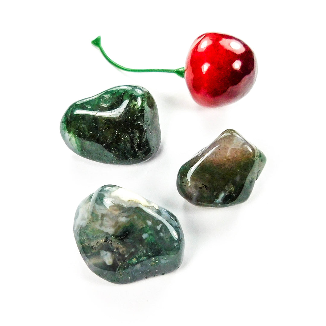 Green Moss Agate (3 Pcs) Tumbled Gemstones