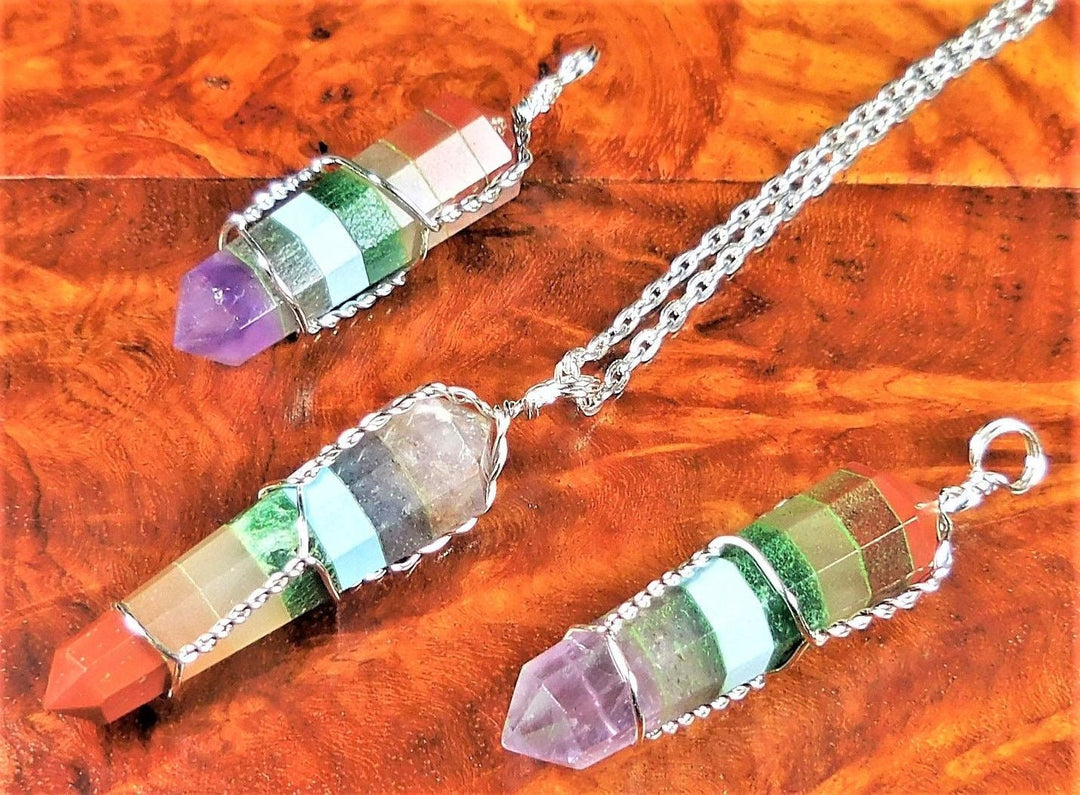 Reiki Necklace Pendant - Silver Wire Wrapped Chakra Point