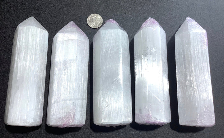 Bulk Wholesale Lot (5 Pcs) Selenite Hexagonal Crystal Point 5 Inches
