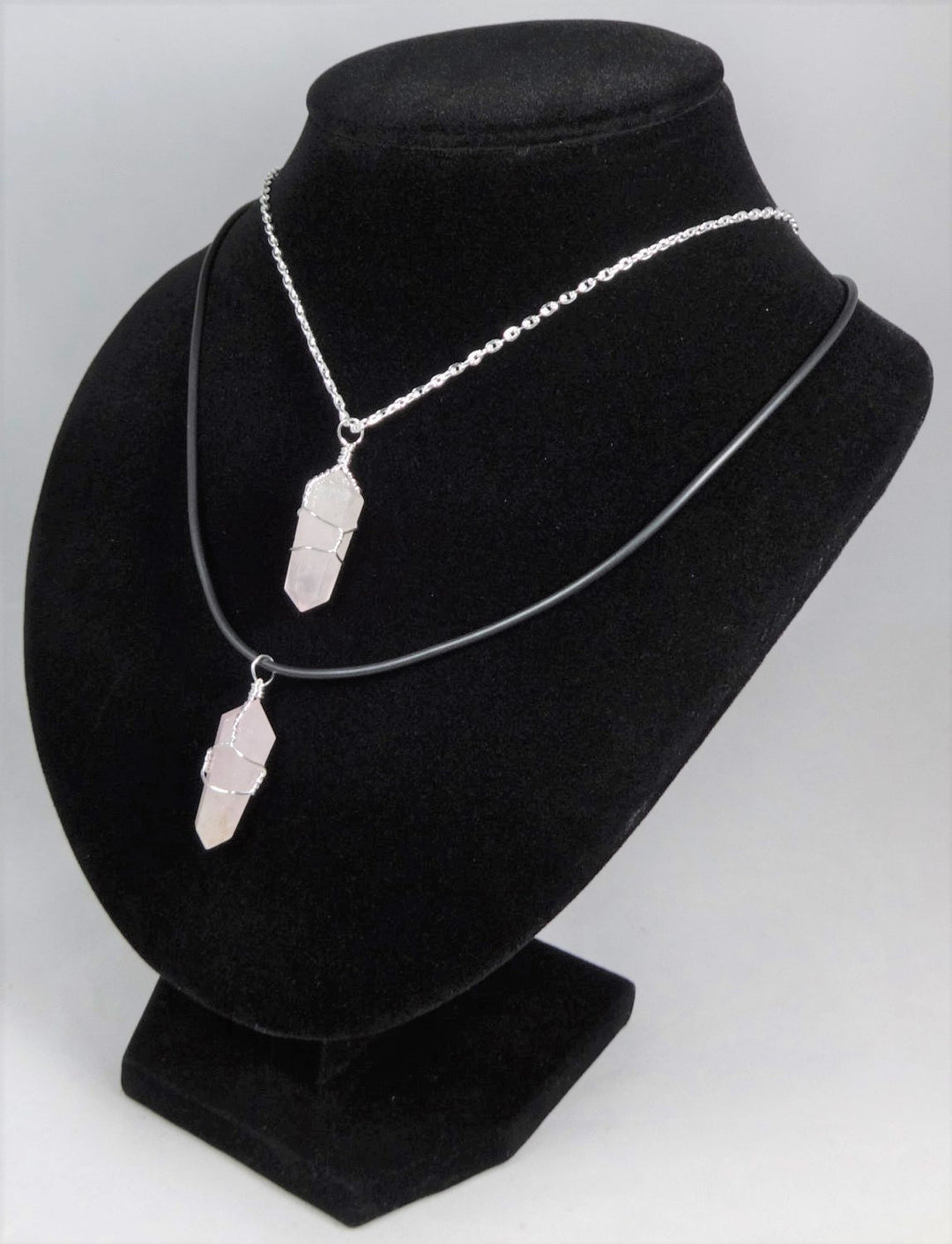 Bulk Wholesale Lot Of 5 Pieces - Rose Quartz Point Pendant Silver Wire Wrapped - Pendant Charm Bead Necklace Supply
