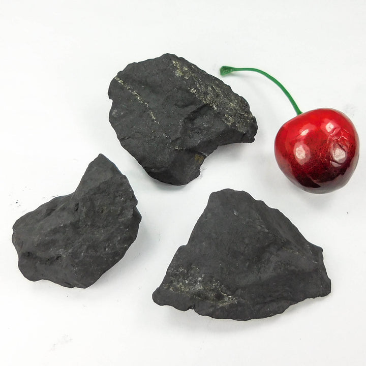 Rough Shungite Stones (3 Pcs) Raw Crystal Black Rocks Healing Crystals