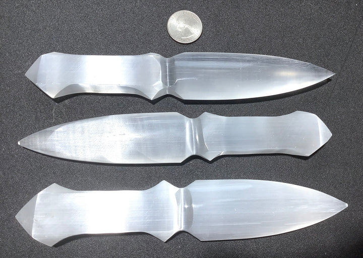 Wholesale Bulk Lot (3 Pack) Selenite White Crystal Dagger Knife Sword Wand