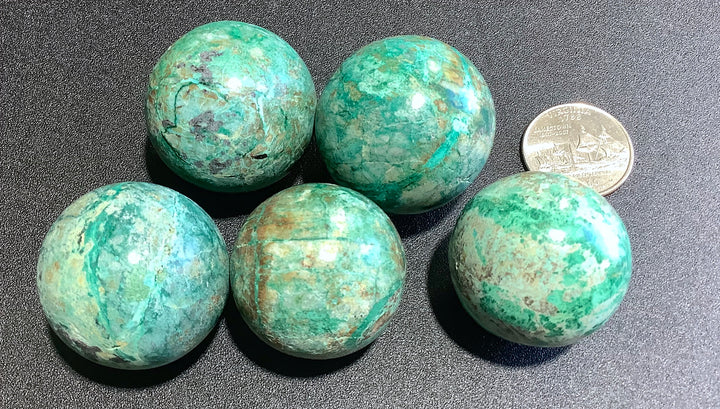 Wholesale Bulk Lot (5 Pcs) Chrysocolla Crystal Balls Orbs Spheres