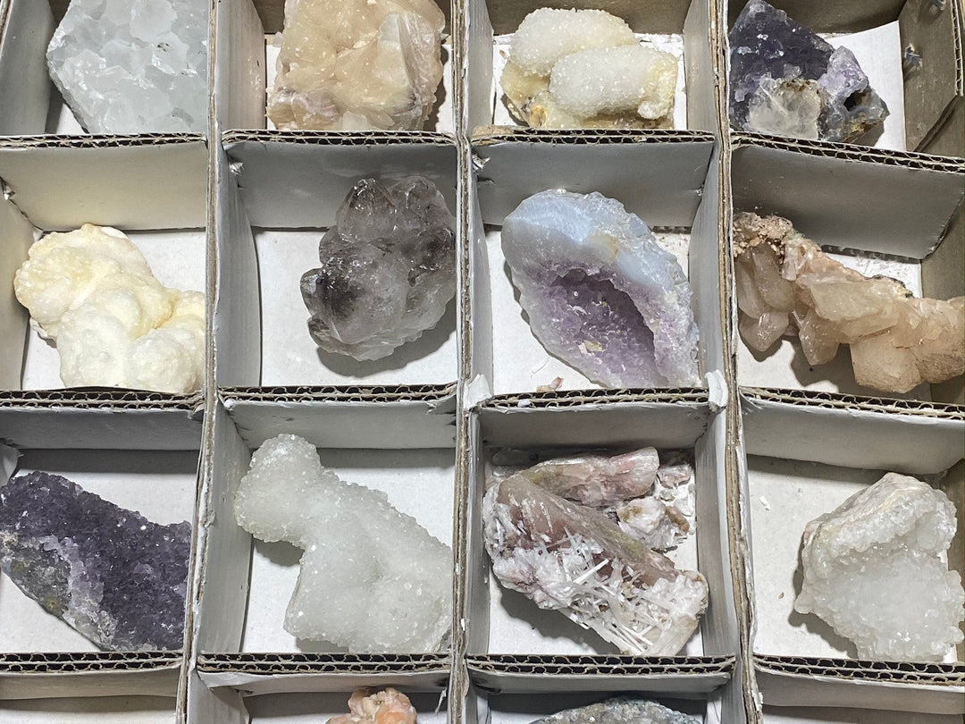 Bulk Wholesale Lot 24 Piece Flat - Zeolite Crystal Collection - Rough Raw Stones Natural Gemstones Crystals