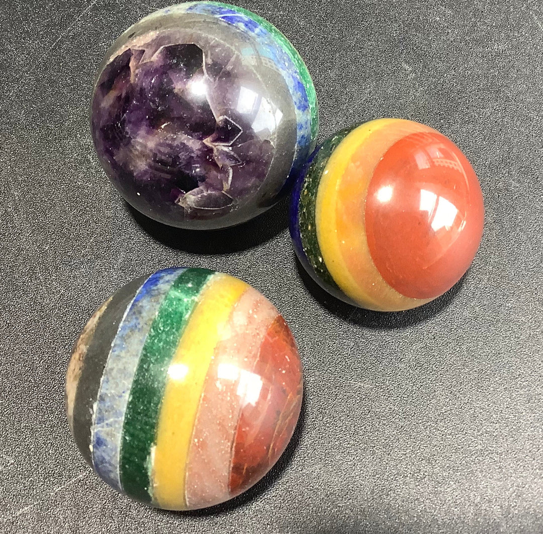 Wholesale Bulk Lot (3 Pcs) Chakra Reiki 7-Stone Crystal Balls Orbs Spheres