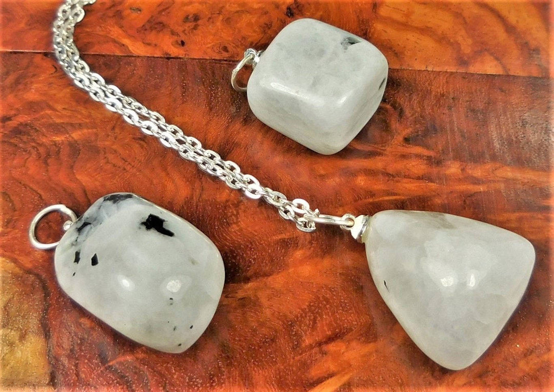 Moonstone Necklace - Tumbled Gemstone Pendant - Polished Crystal Stone Charm (A2) Healing Crystals and Stones Jewelry