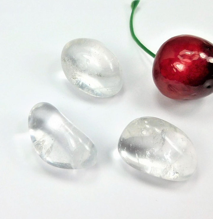 Extra Clear Tumbled Quartz Crystal (3 Pcs) Polished Gemstone Healing Crystals And Stones