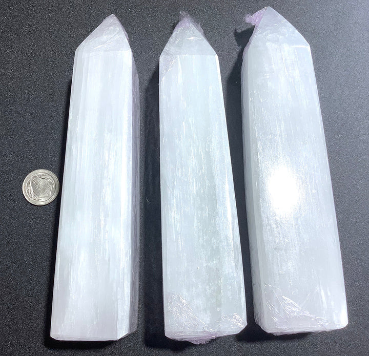 Bulk Wholesale Lot (5 Pcs) Selenite Obelisks Crystal Points 8 Inches