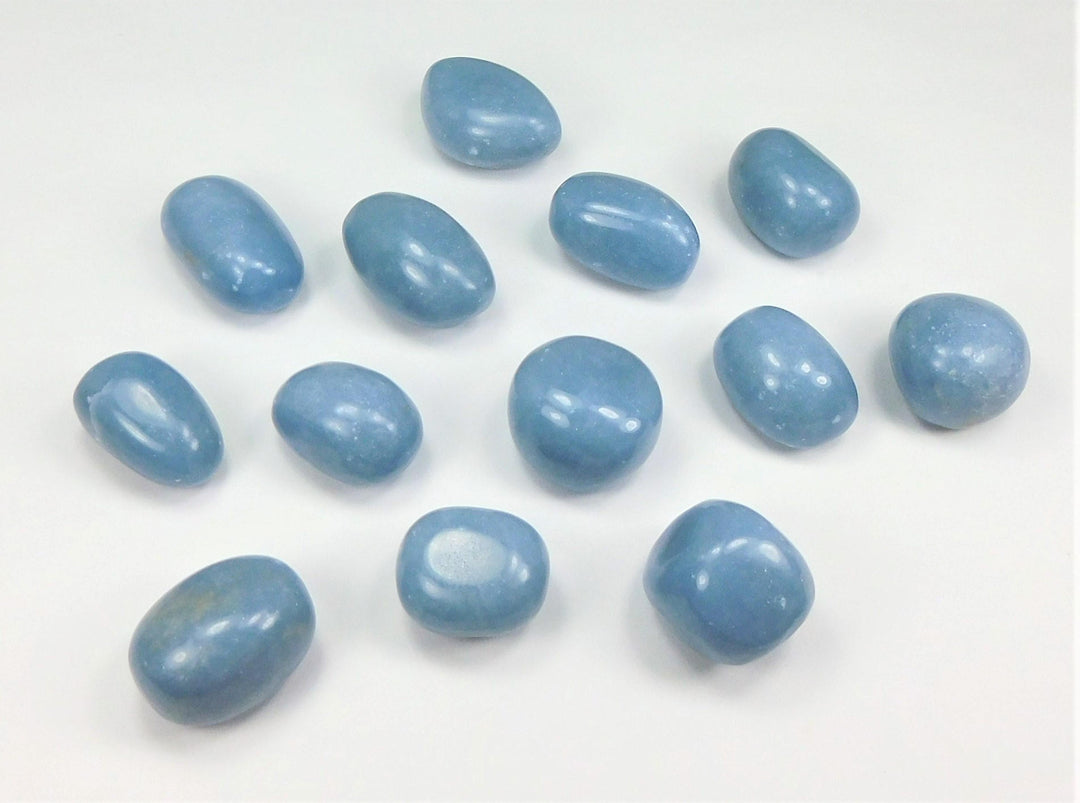 Tumbled Angelite (3 Pcs) Gemstone Polished Crystal Blue Gemstones Natural Minerals
