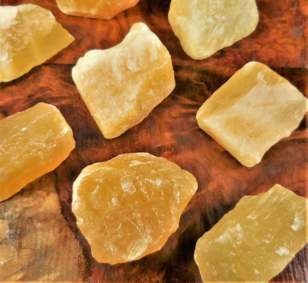 Rough Orange Calcite (3 Pcs) Raw Crystal Chunk Natural Gemstones Unpolished Rocks Healing Crystals