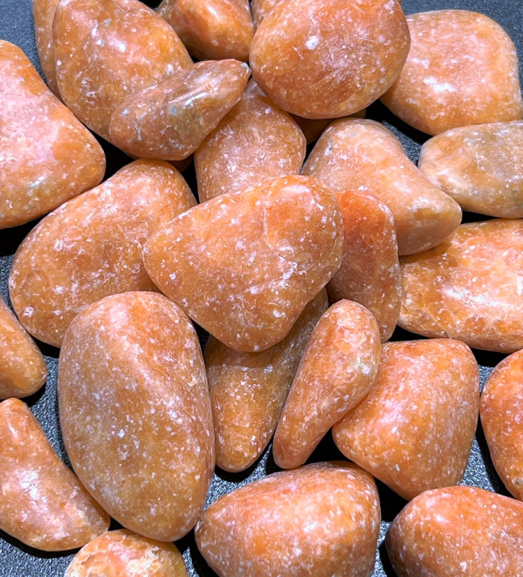 Bulk Wholesale Lot 1 LB - Orange Calcite - One Pound Tumbled Polished Stones