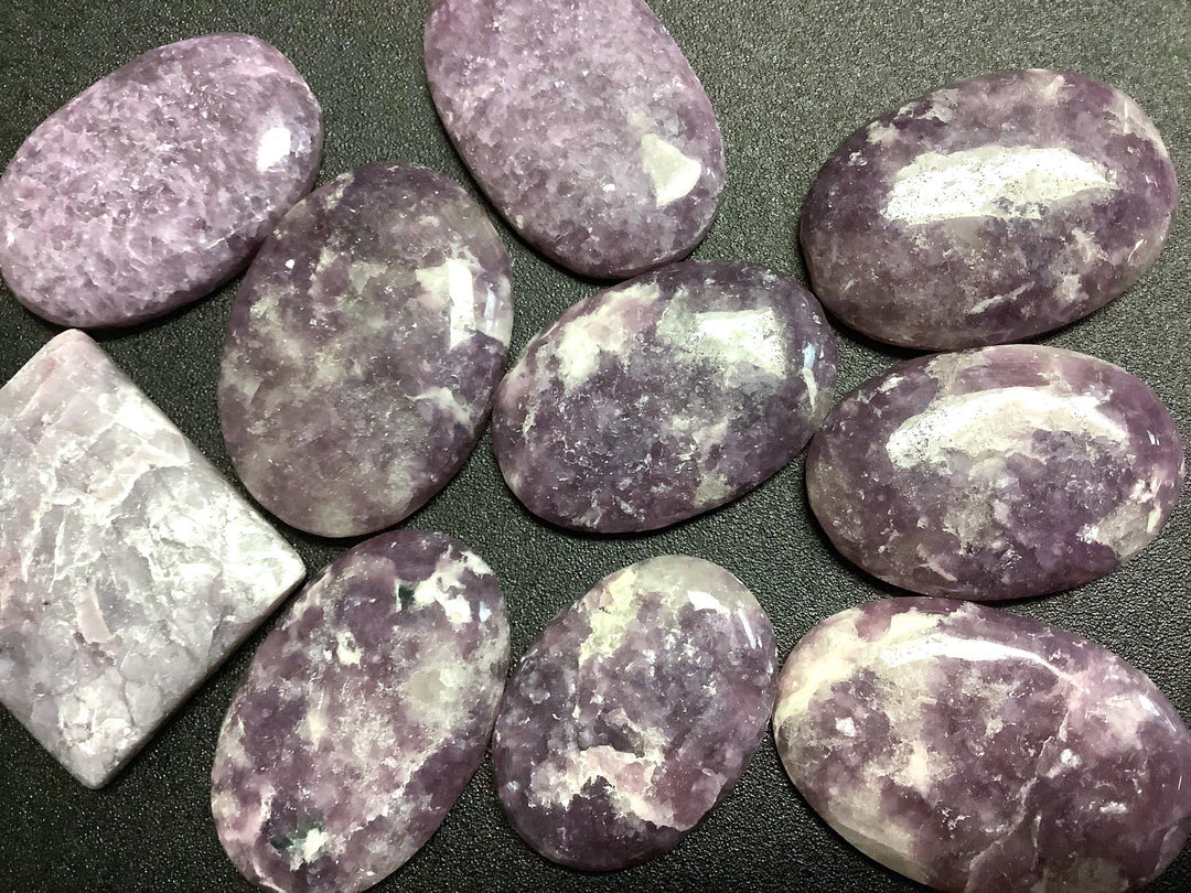 Bulk Wholesale Cabochon Lot 100 Grams ( 8 to 12 pcs ) Lepidolite Polished Stones Natural Gemstones Crystals